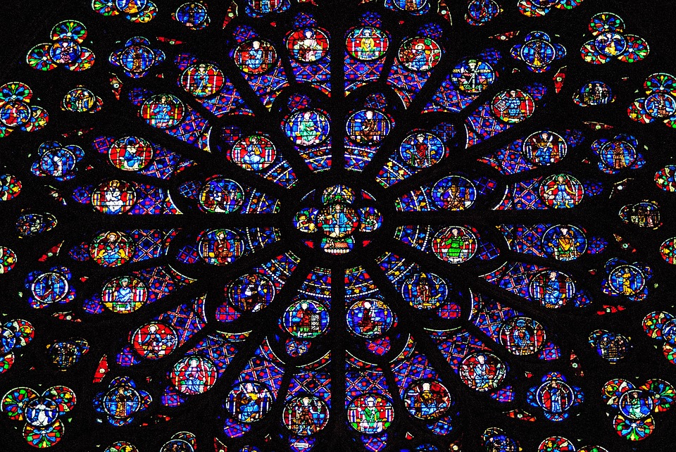 stained glass windows of Notre Dame