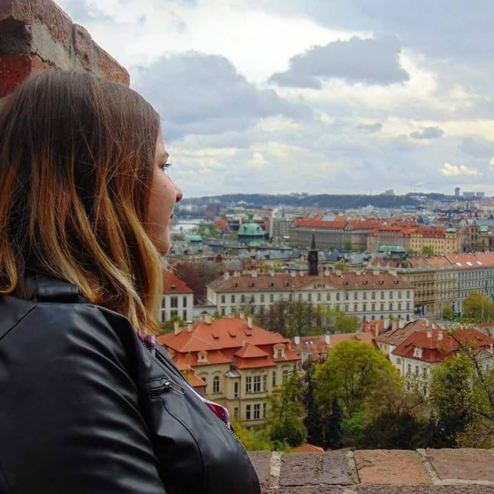 prague, traveler in prague, panoramic view of prague